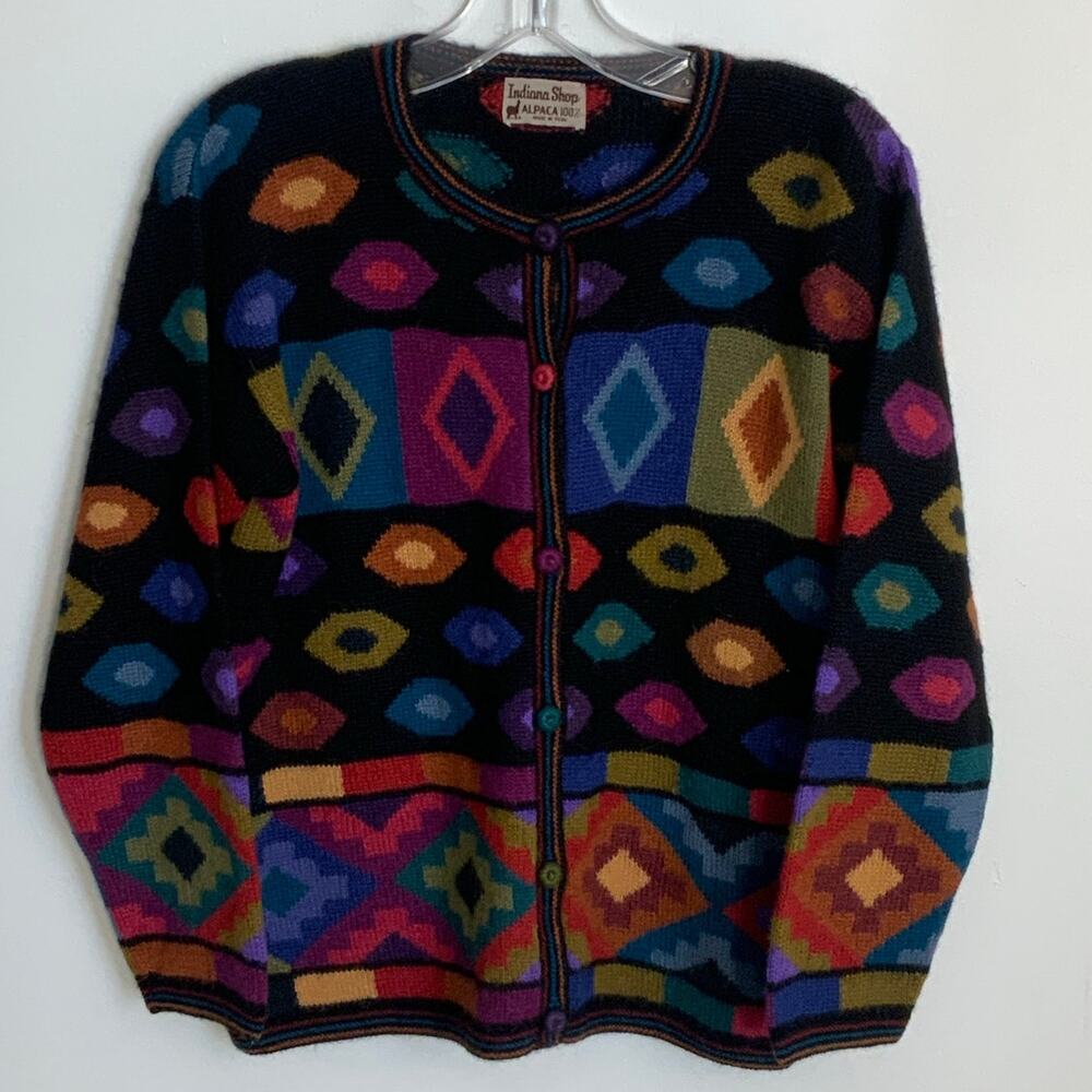 Indiana Shop Alpaca Abstract Vintage Cardigan size small